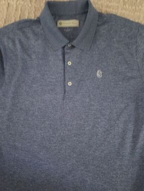 Donald Ross Heather Blue Long Sleeve Performance Golf Polo Shirt Mens L